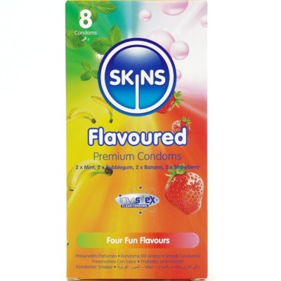 SKINS - PRESERVATIVOS PREMIUM MULTI SABORES PACOTE 8 - D-244403 - Dona Pimenta