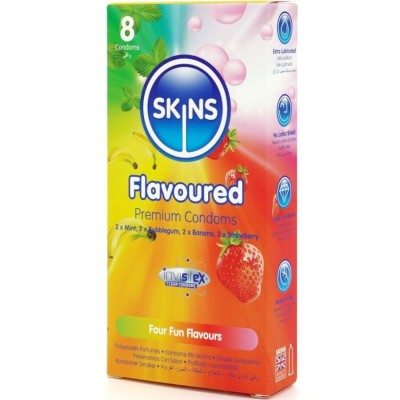 SKINS - PRESERVATIVOS PREMIUM MULTI SABORES PACOTE 8 - D-244403 - Dona Pimenta