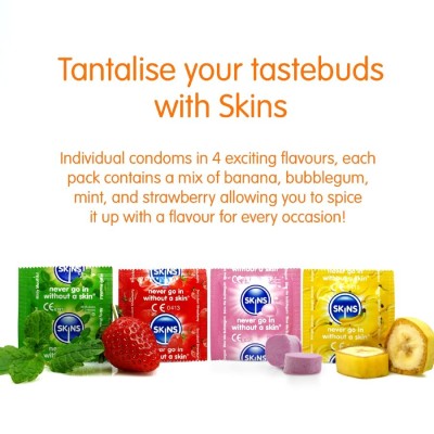 SKINS - PRESERVATIVOS PREMIUM MULTI SABORES PACOTE 8 - D-244403 - Dona Pimenta