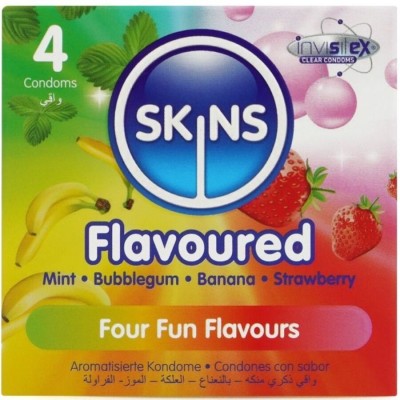SKINS - PRESERVATIVOS PREMIUM MULTI SABORES PACOTE 4 - D-244404 - Dona Pimenta