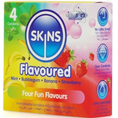 SKINS - PRESERVATIVOS PREMIUM MULTI SABORES PACOTE 4 - D-244404 - Dona Pimenta