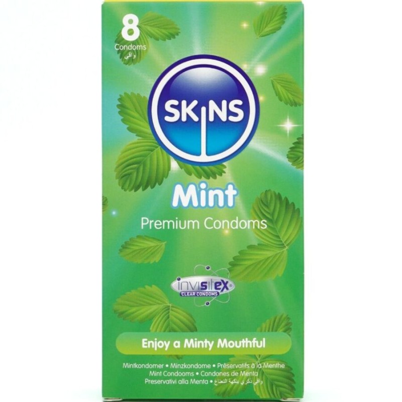 SKINS - PRESERVATIVOS MINT PREMIUM PACOTE COM 8 - D-244405 - Dona Pimenta SKINS - PRESERVATIVOS MINT PREMIUM PACOTE COM 8 - D-244405 - Dona Pimenta