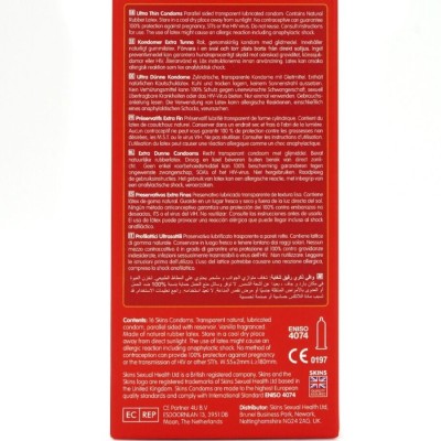 SKINS - PRESERVATIVOS ULTRA FINOS PREMIUM PACOTE COM 16 - D-244412 - Dona Pimenta