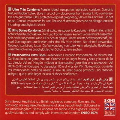 SKINS - PRESERVATIVOS ULTRA FINOS PREMIUM PACOTE COM 4 - D-244414 - Dona Pimenta