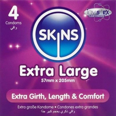 SKINS - PRESERVATIVOS EXTRA GRANDE PREMIUM PACOTE 4 - D-244417 - Dona Pimenta