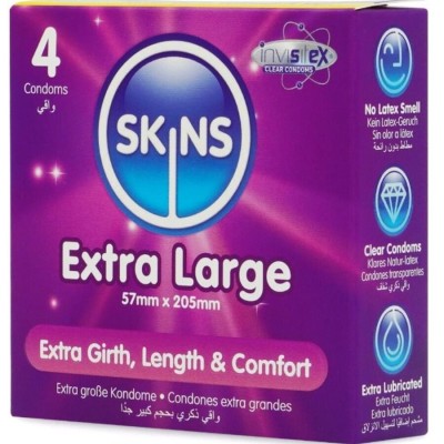 SKINS - PRESERVATIVOS EXTRA GRANDE PREMIUM PACOTE 4 - D-244417 - Dona Pimenta