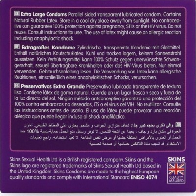 SKINS - PRESERVATIVOS EXTRA GRANDE PREMIUM PACOTE 4 - D-244417 - Dona Pimenta