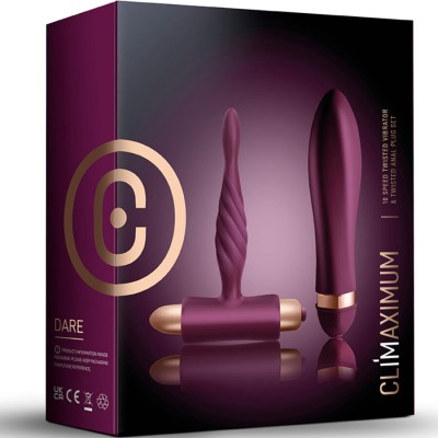 CLIMAXIMUM - KIT DARE VIBRADOR TORCIDO + PLUG ANAL INICIANTES - D-244499 - Dona Pimenta