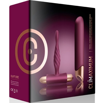 CLIMAXIMUM - KIT RAPTURE VIBRADOR CLÁSSICO + PLUG ANAL PARA INICIANTES - D-244514 - Dona Pimenta
