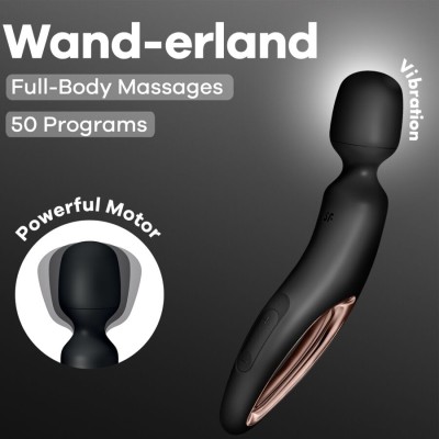 SATISFYER - WAND ERLAND MASSAGEADOR VIBRATÓRIO PRETO - D-244012 - Dona Pimenta