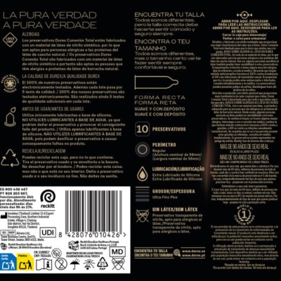 DUREX - TOTAL CONNECTION XL ULTRA FINE PLUS SEM LÃTEX 10 UNIDADES - D-244391 - Dona Pimenta