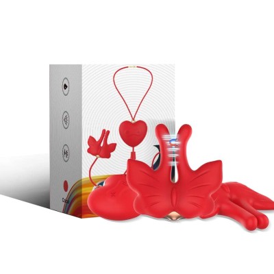 ARMONY - GRAMPOS MAGNÃTICOS PARA MAMILOS COM VIBRAÇÃO FORMATO BORBOLETA VERMELHO - D-243051 - Dona Pimenta