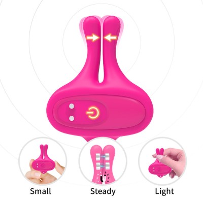 ARMONY - GRAMPOS MAGNÃTICOS DE MAMILOS COM VIBRAÇÃO EM FORMA DE COELHO ROSA - D-243052 - Dona Pimenta