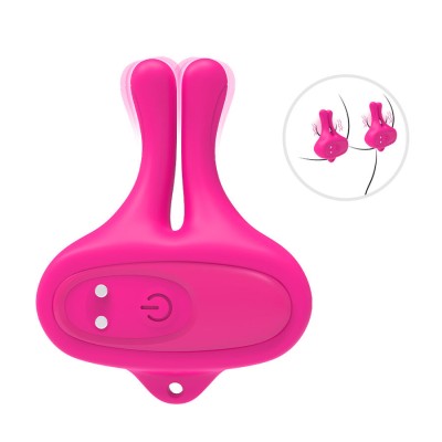 ARMONY - GRAMPOS MAGNÃTICOS DE MAMILOS COM VIBRAÇÃO EM FORMA DE COELHO ROSA - D-243052 - Dona Pimenta