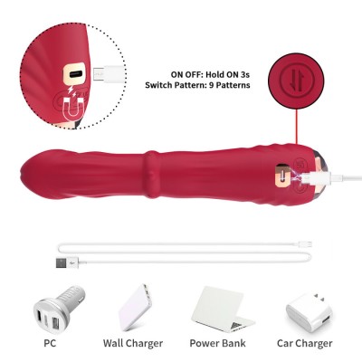 ARMONY - VIBRADOR ESTIMULADOR TERMO-AJUSTÁVEL POINT A DILDO VERMELHO - D-243047 - Dona Pimenta