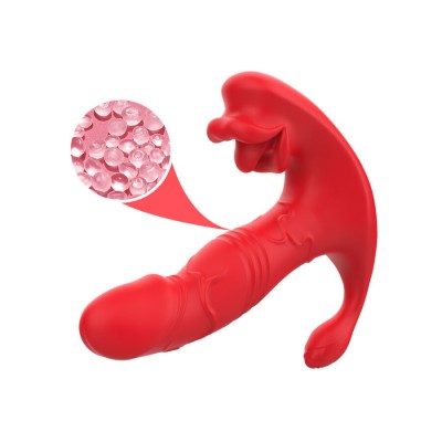 ARMONY - VIBRADOR ANAL CALCINHA C E ESTIMULADOR DO PONTO G CONTROLE REMOTO VERMELHO - D-243050 - Dona Pimenta