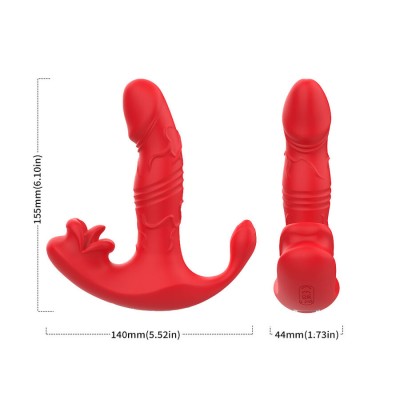 ARMONY - VIBRADOR ANAL CALCINHA C E ESTIMULADOR DO PONTO G CONTROLE REMOTO VERMELHO - D-243050 - Dona Pimenta