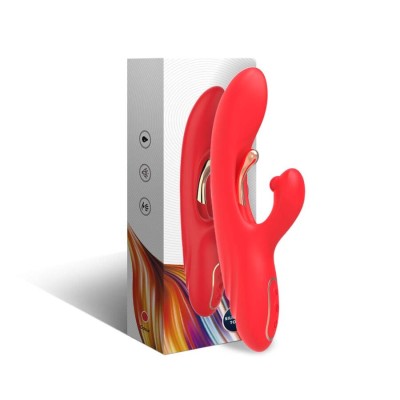 ARMONY - VIBRADOR ESTIMULADOR DE PONTO G E CLITÓRIS COM LÍNGUA OSCILANTE VERMELHO - D-243054 - Dona Pimenta