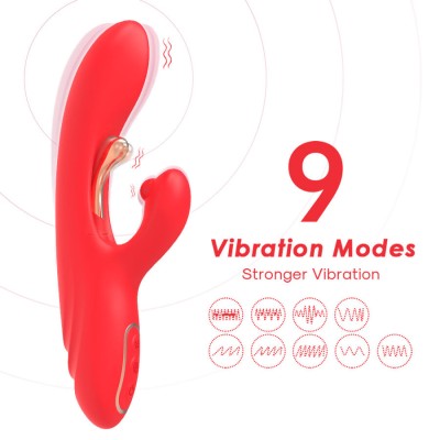 ARMONY - VIBRADOR ESTIMULADOR DE PONTO G E CLITÓRIS COM LÍNGUA OSCILANTE VERMELHO - D-243054 - Dona Pimenta