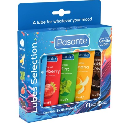 PASANTE - PACK LUBRIFICANTES SABORES SORTIDOS 5 UNIDADES X 15 ML - D-244655 - Dona Pimenta