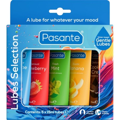 PASANTE - PACK LUBRIFICANTES SABORES SORTIDOS 5 UNIDADES X 15 ML - D-244655 - Dona Pimenta