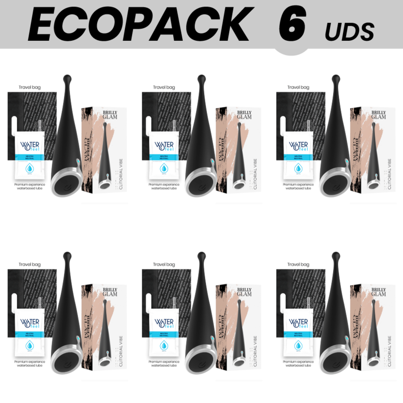 ECOPACK 6 UNIDADES - BRILLY GLAM SPOT VIBE PRETO SILICONE ORGSMICO VIBRADOR CLITORIAL - D-223060 - Dona Pimenta
