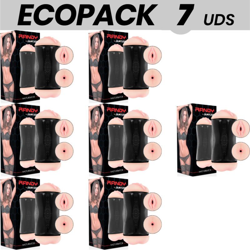 ECOPACK 7 UNIDADES - JAMYJOB MASTURBADOR DE DUPLA ENTRADA RANDY - VAGINA E ANO - D-231356 - Dona Pimenta