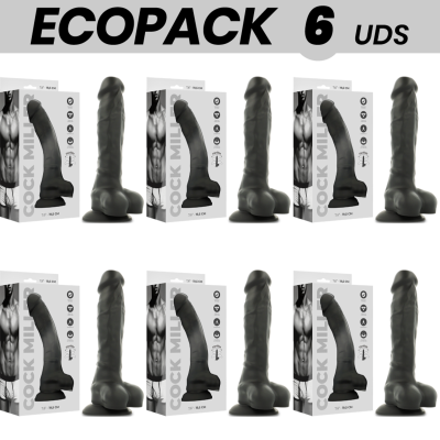 ECOPACK 6 UNIDADES - COCK MILLER SILICONE DENSIDADE ARTICULVEL PRETO COCKSIL 19,5 CM - D-231455 - Dona Pimenta