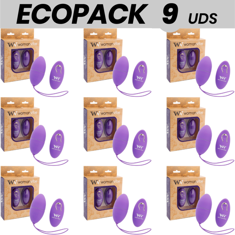 ECOPACK 9 UNIDADES - WOMANVIBE ALSAN EGG CONTROLE REMOTO PRETO SILICONE ROXO - D-231542 - Dona Pimenta