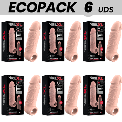 ECOPACK 6 UNIDADES - EXTENSO DE PÉNIS DE SILICONE LÍQUIDO VIRILXL V7 NATURAL - D-231581 - Dona Pimenta