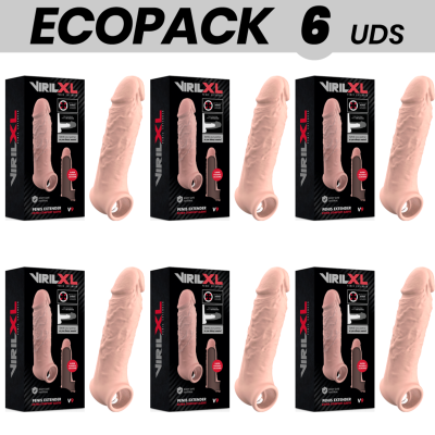 ECOPACK 6 UNIDADES - EXTENSO DE PÉNIS NATURAL VIRILXL SILICONE LÍQUIDO V9 - D-231583 - Dona Pimenta