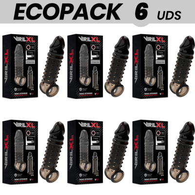 ECOPACK 6 UNIDADES - EXTENSO DE PÉNIS VIRILXL E BAINHA V11 PRETA - D-231586 - Dona Pimenta