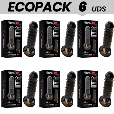 ECOPACK 6 UNIDADES - EXTENSO DE PÉNIS VIRILXL E BAINHA V15 PRETA - D-231588 - Dona Pimenta