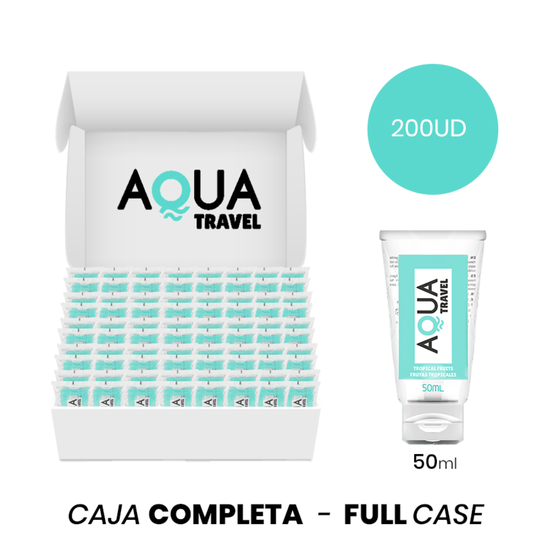 MOQ 200 - AQUA TRAVEL LUBRIFICANTE À BASE DE ÁGUA SABOR FRUTAS TROPICAIS - 50 ML - D-234731 - Dona Pimenta