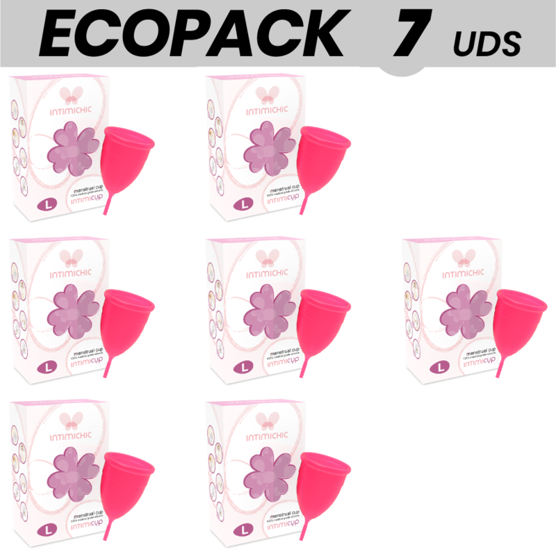 ECOPACK 7 UNIDADES - COPO MENSTRUAL INTIMICHIC MEDICAL SILICONE L - D-213071 - Dona Pimenta