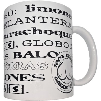 DIABLO PICANTE - CANECA BRANCA COM SINÓNIMOS  DE PEITOS 370 ML - D-244769 - Dona Pimenta