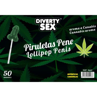 DIABLO GOLOSO - 50 PIRULITOS DE PÉNIS AROMA DE CANNABIS - D-244782 - Dona Pimenta