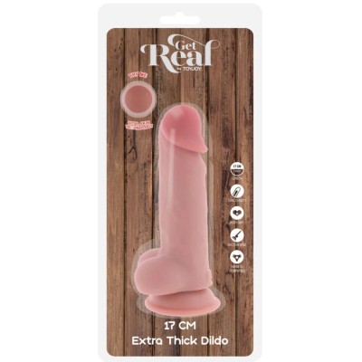 GET REAL - PÉNIS REALISTA DE LUXO COM TESTÍCULOS EXTRA GROSSOS DE 17 CM - D-244860 - Dona Pimenta