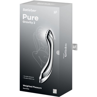 SATISFYER - PURE GRAVITY 2 DILDO DE AÃO INOXIDÃVEL COM DUAS EXTREMIDADES - D-244934 - Dona Pimenta