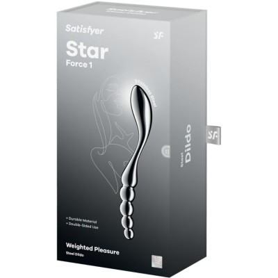 SATISFYER - STAR FORCE 1 DILDO DE AÃO INOXIDÃVEL COM DUAS EXTREMIDADES - D-244936 - Dona Pimenta