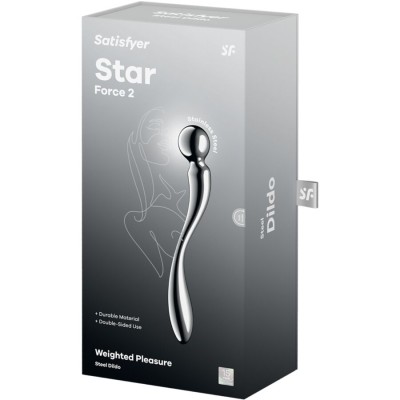 SATISFYER - STAR FORCE 2 DILDO DE AÃO INOXIDÃVEL COM DUAS EXTREMIDADES - D-244937 - Dona Pimenta