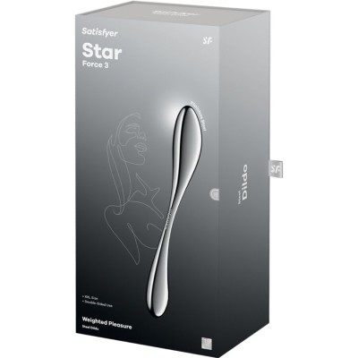 SATISFYER - STAR FORCE 3 DILDO DE AÃO INOXIDÃVEL COM DUAS EXTREMIDADES - D-244938 - Dona Pimenta