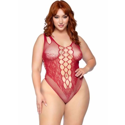 LEG AVENUE - 81641X Body sem costura Borgonha Tamanho 1X/2X - D-244912 - Dona Pimenta