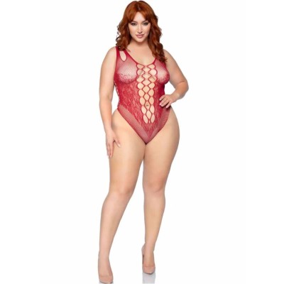 LEG AVENUE - 81641X Body sem costura Borgonha Tamanho 1X/2X - D-244912 - Dona Pimenta