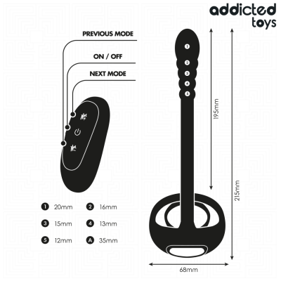 ADDICTED TOYS - ANEL PÚNICO VIBRANTE COM CONTROLE REMOTO - D-244705 - Dona Pimenta