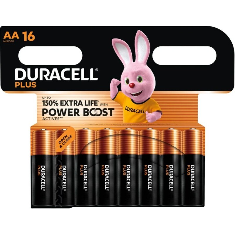 DURACELL - PLUS POWER BOOST PILHAS ALCALINAS AA LR6 BLISTER x 16 - D-244757 - Dona Pimenta